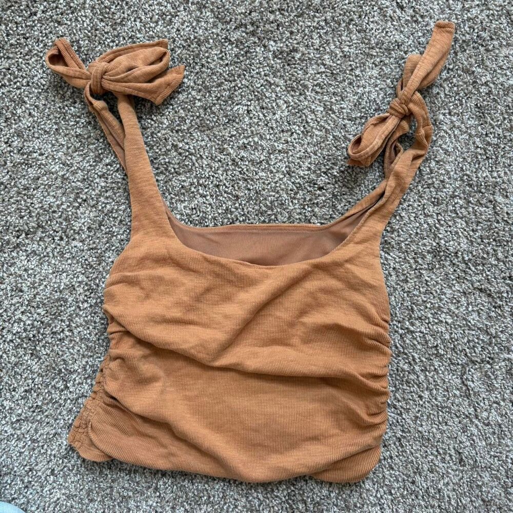 Free-people Women's Tan and Brown Crop-top